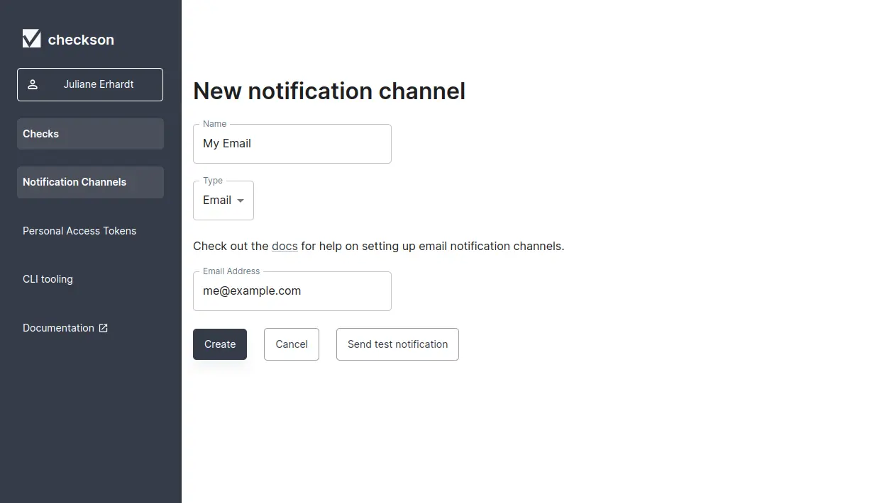 Creating an email notification channel